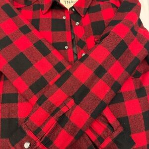 T N A Plaid  women’s jacket red and black size XS